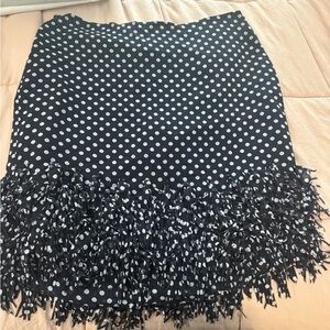 Ann Taylor Navy and White Polka Dot Pencil Skirt